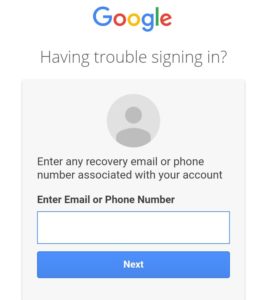 login to Google Recovery mail option