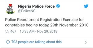 Nigerian police recruitment Constable 2019/2020 