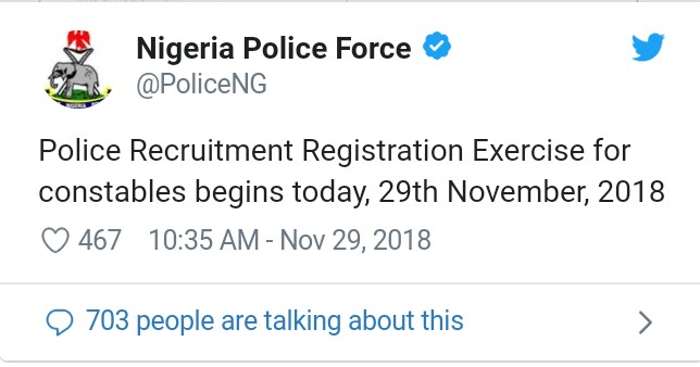 Nigerian police recruitment Constable 2019/2020