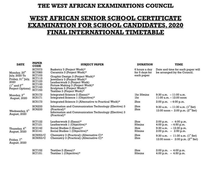 Waec Timetable 2021 2022 Out Check Download Pdf Waec Timetable May June Wassce Educational Portal